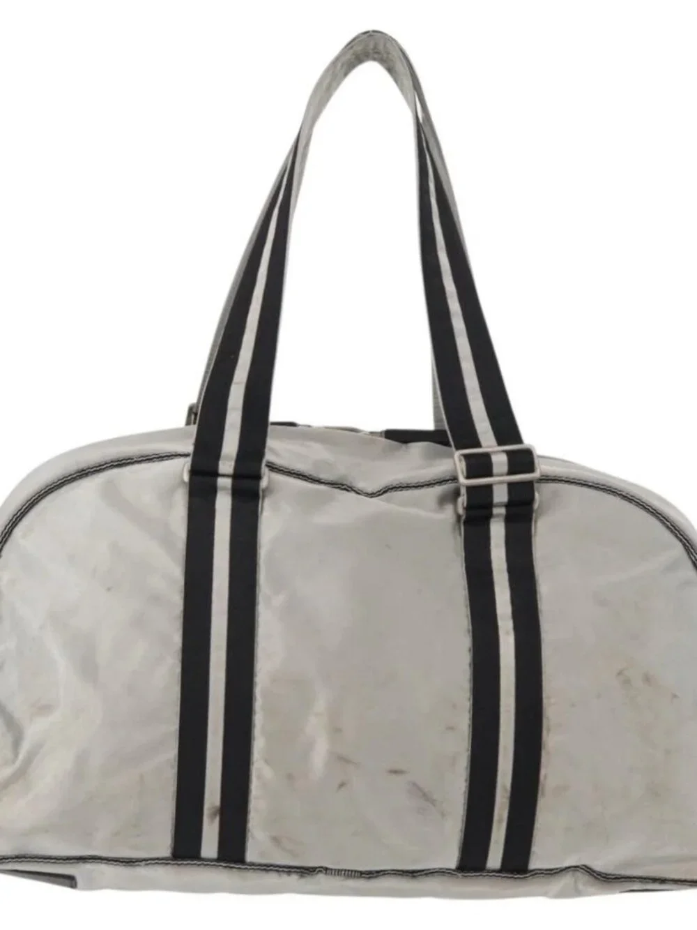 CHANEL Sports Line Boston Bag Nylon Silver CC Auth BA7758